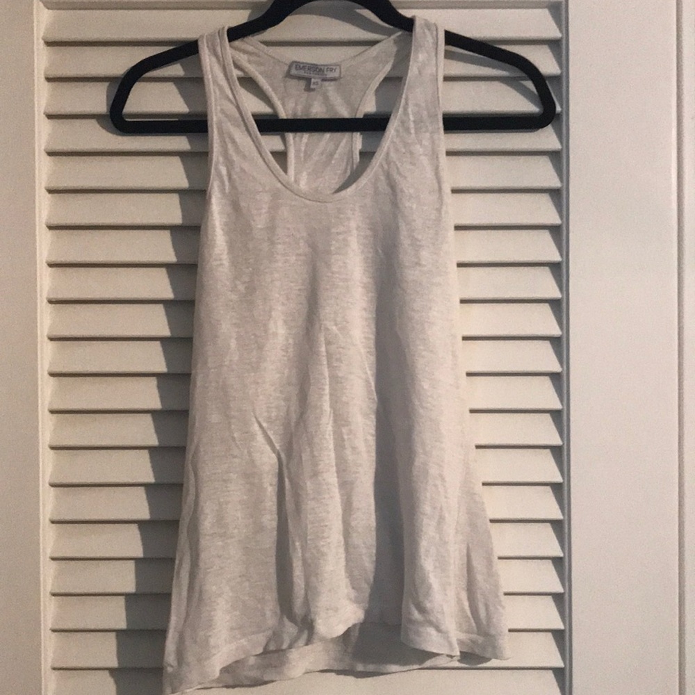 Emerson Fry white linen racerback tank